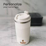 Personalized White Travel Coffee Tumbler with Spill-Proof Lid – Custom Name Printed | Love Craft Gifts
