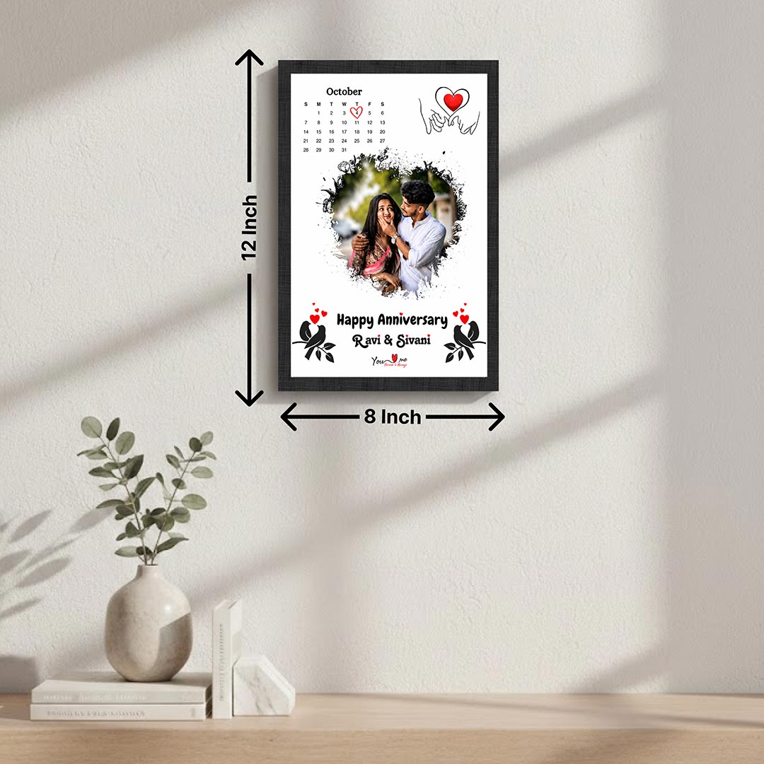 Personalized Anniversary Calendar Couple Wall Frame | Custom Romantic Photo & Special Date Memory Gift 8x12" | Love Craft Gifts™