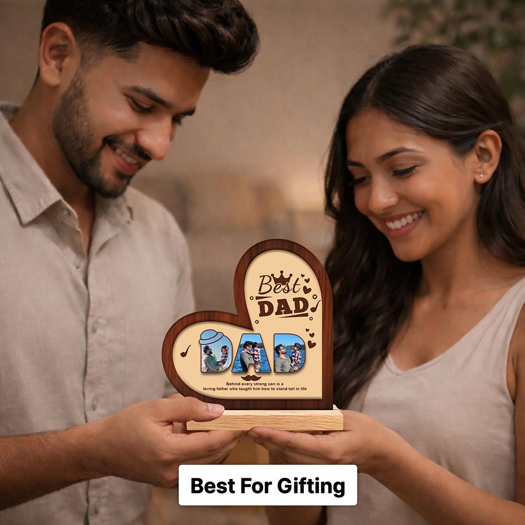 Personalized Best Dad Wooden Table Top Frame | Custom Father’s Day Photo Keepsake Gift for Dad 6x6" | Love Craft Gifts™