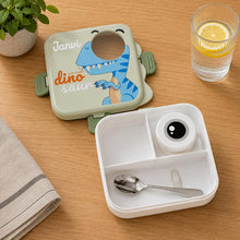 Personalized Dino Kids Lunch Box with Name | Cartoon Stainless Steel Lunch Box for School Kids 1120ML + 70ML