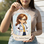 Personalized Doctor Name Wall Hanging Board – Custom Cartoon Doctor Cabin Door Sign (11x7 Inch) | Love Craft Gifts