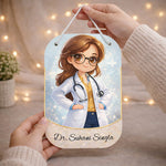 Personalized Doctor Name Wall Hanging Board – Custom Cartoon Doctor Cabin Door Sign (11x7 Inch) | Love Craft Gifts