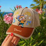 Custom Name Kids Cap with Frog Spinner – Playful Cartoon Hat for Toddlers | Love Craft Gifts