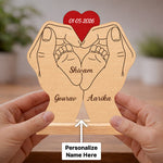 Personalized Couple Hand Heart Wooden Name Frame | Custom Romantic Keepsake Gift - 7x7" | Love Craft Gifts™