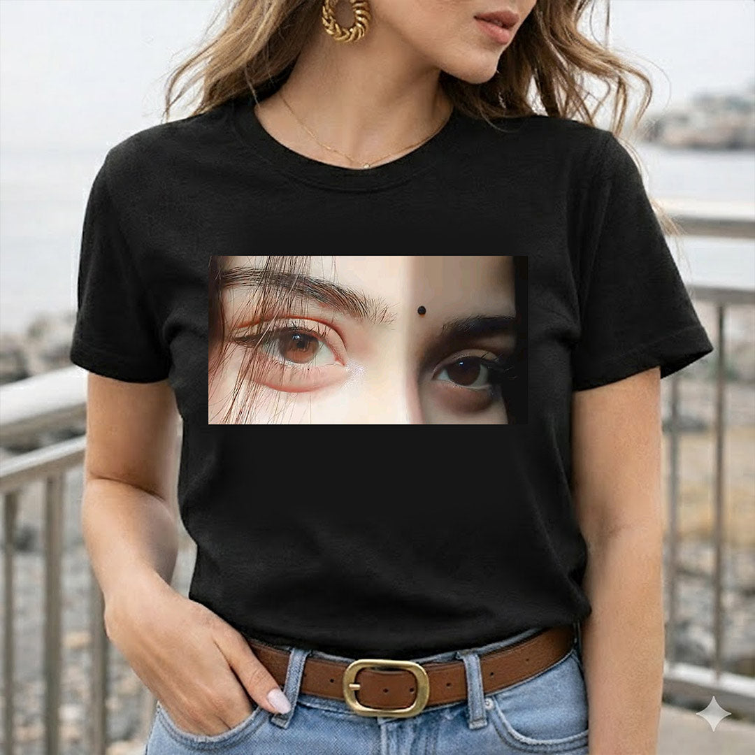 Personalized Eye Photo T-Shirt – Custom Eye Photo Printed T-Shirt for Men & Women (Black / White) | Love Craft Gifts