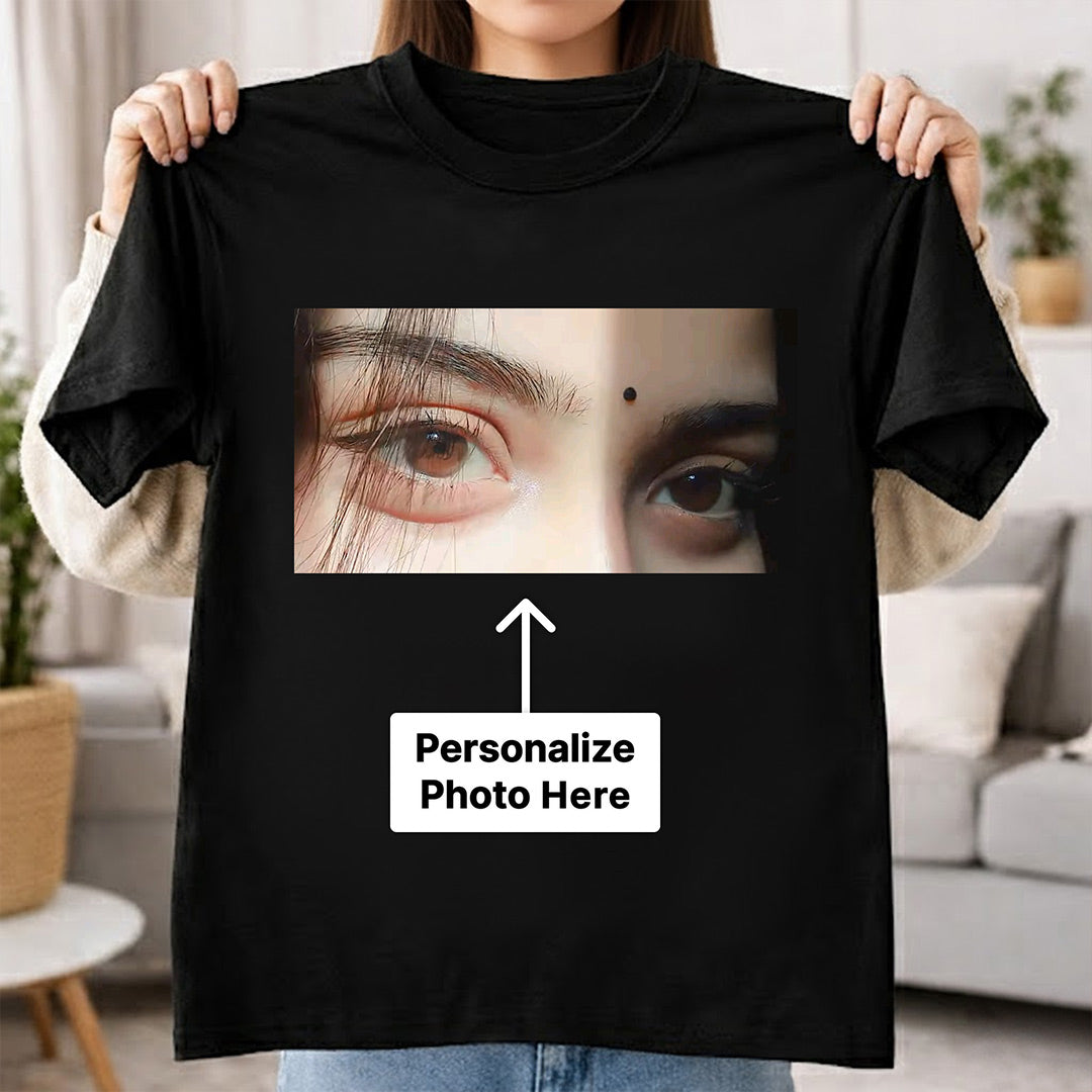Personalized Eye Photo T-Shirt – Custom Eye Photo Printed T-Shirt for Men & Women (Black / White) | Love Craft Gifts