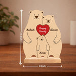 Personalized Happy Family Bear Wooden Table Stand (6x7.5") | Custom Name Family Décor Gift | Love Craft Gifts™