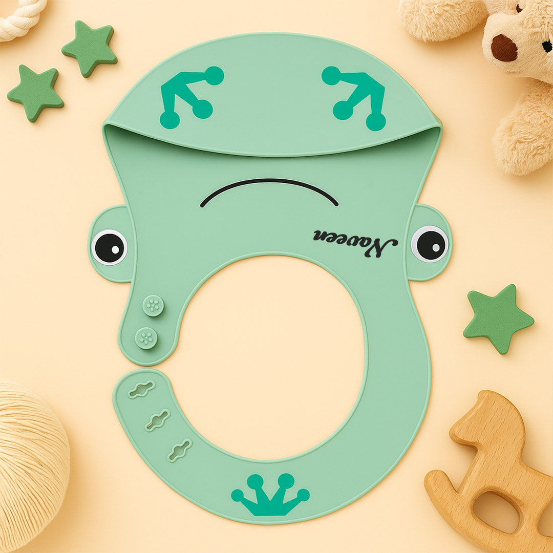 Frog-Themed Personalized Silicone Baby Bib | Love Craft Gifts