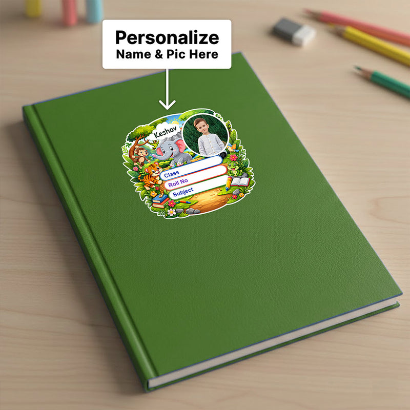 Personalized Jungle Theme Kids Name Slips (2x3 Inch, 28 Stickers) – Custom Name & Photo School Labels | Love Craft Gifts