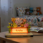 Personalized Kids Jungle Theme LED Name Lamp (8×5 Inch) | Love Craft Gifts
