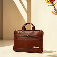 Personalized Brown Leather Laptop Bag