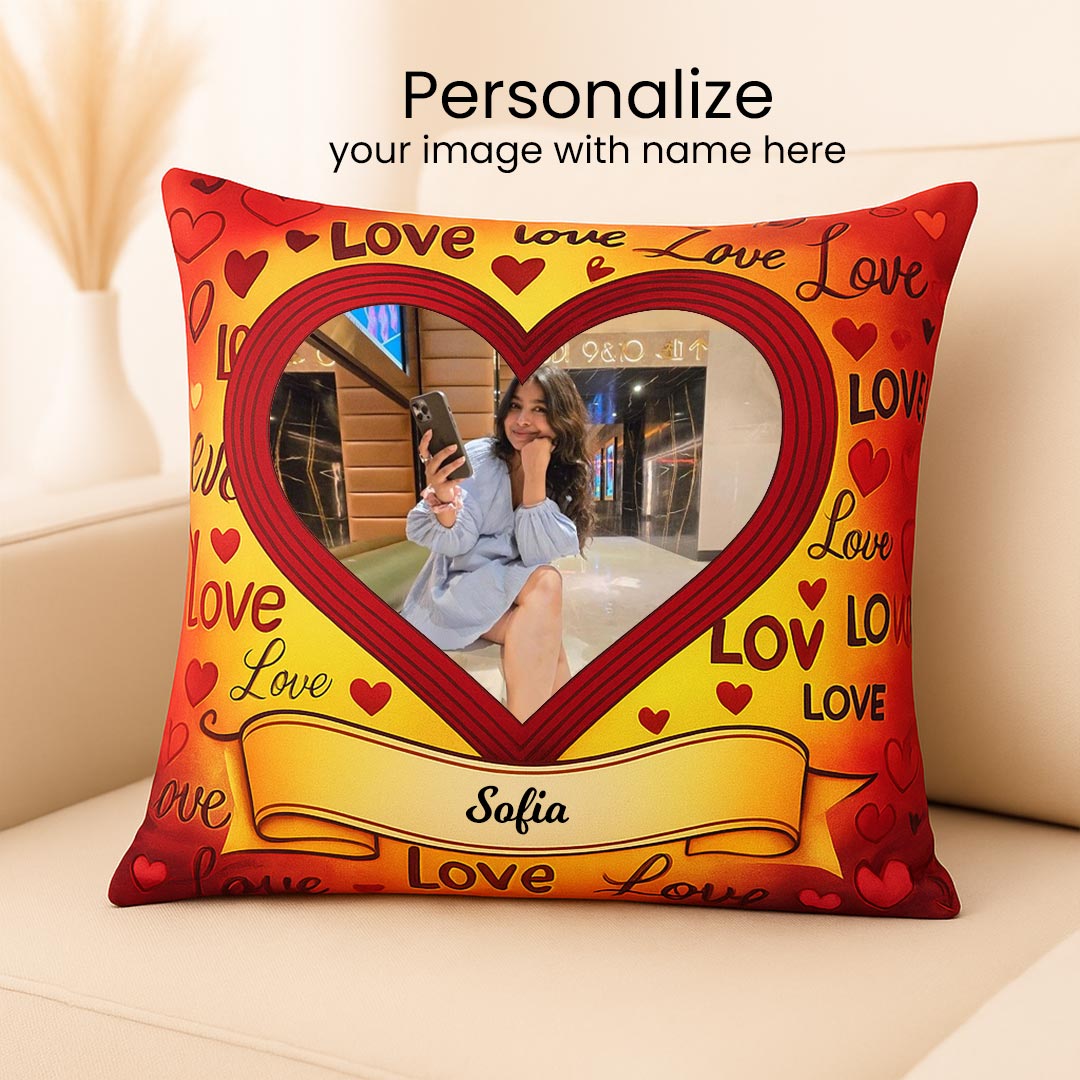 Personalized Love Cushion with Photo & Name | Love Craft Gifts