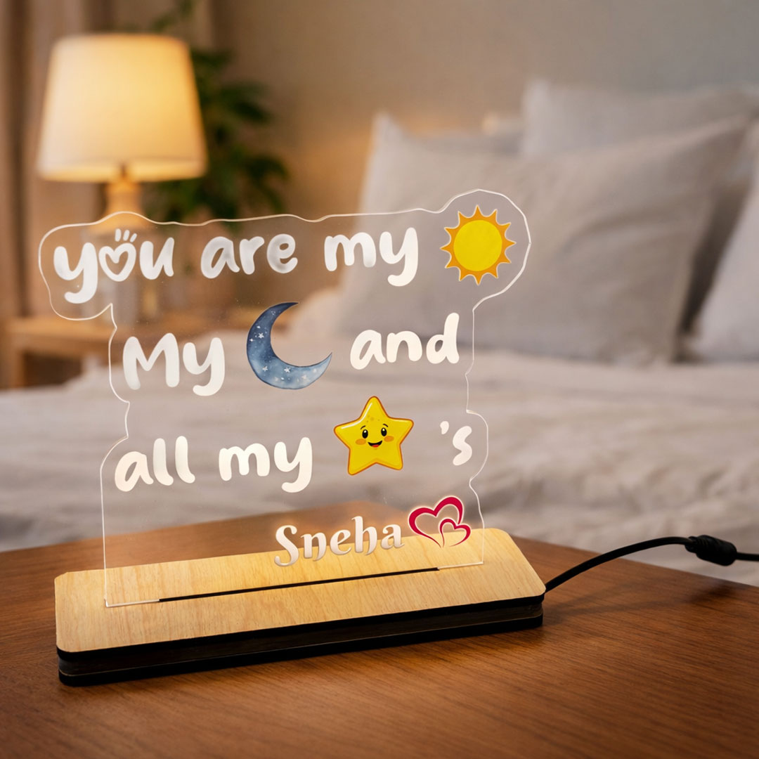 You Are My Sun, Moon & Stars – Personalized Name Acrylic LED Lamp | Love Craft Gifts