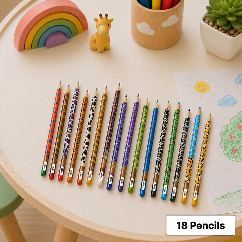 Personalized 18 Colour Pencil Set with Custom Name – Premium Kids Coloring Kit Gift for Children (18 Pencils) | Love Craft Gifts™