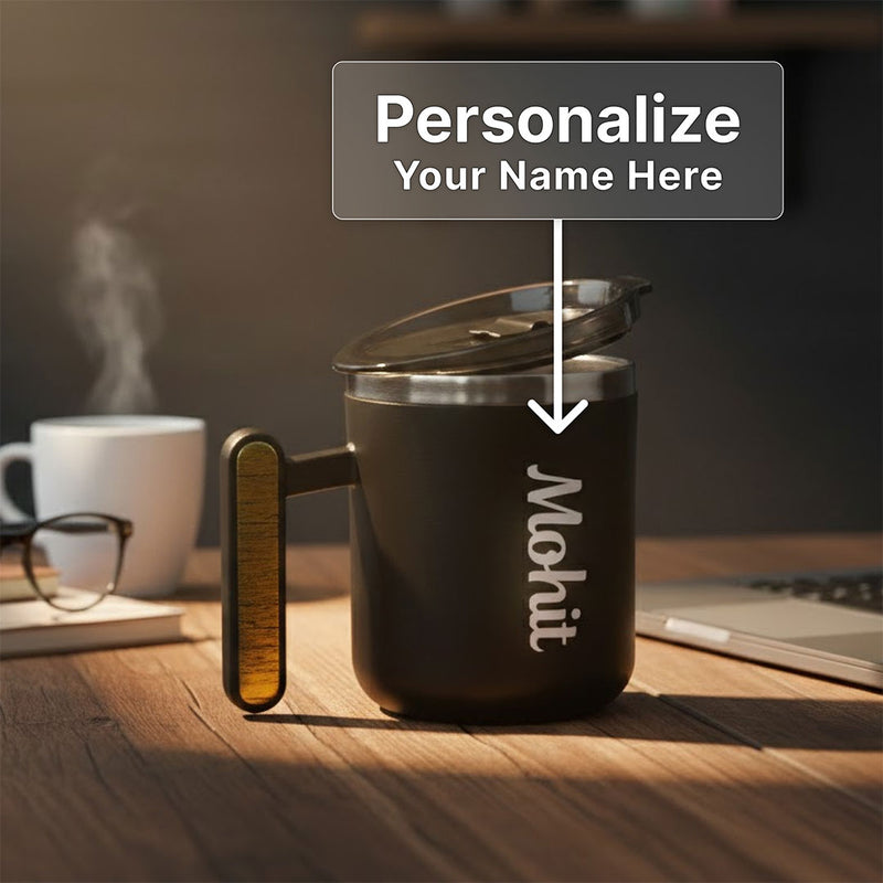 Personalized Name Double Wall Insulated Coffee Mug with Lid – 390 ML | Love Craft Gifts
