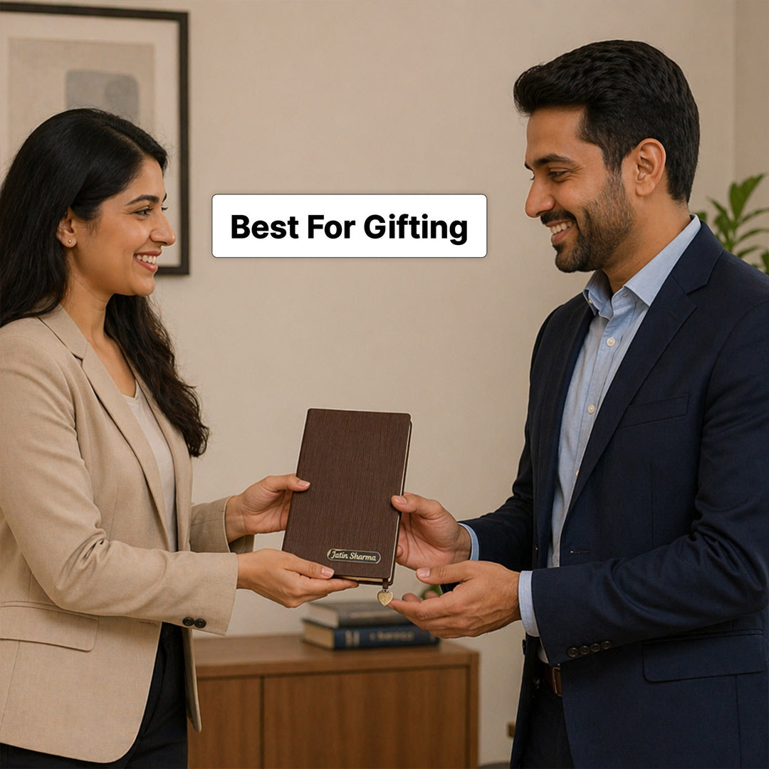 Personalized Premium Leather Diary with Custom Name – Executive Notebook Gift for Men & Women (Standard Gift Size) | Love Craft Gifts™