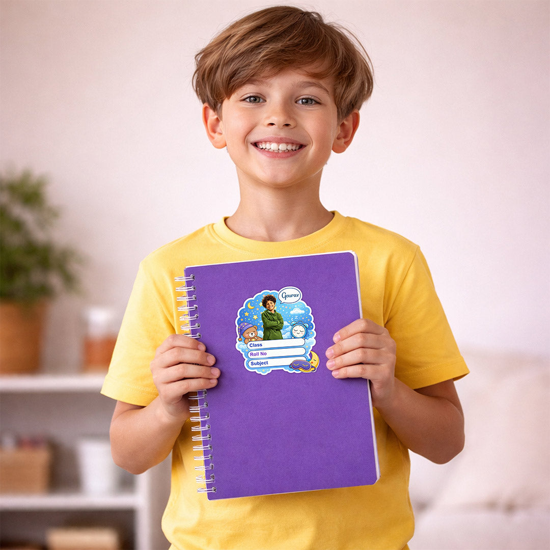 Personalized Cute Night Theme Kids Name Slips (2x3 Inch, 28 Stickers) – Custom Name & Photo School Labels | Love Craft Gifts