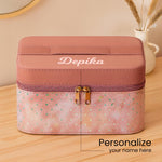 Pink Starry Leatherette Jewellery Storage Box with Name Personalization | Love Craft Gifts