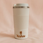 Personalized White Travel Coffee Tumbler with Spill-Proof Lid – Custom Name Printed | Love Craft Gifts