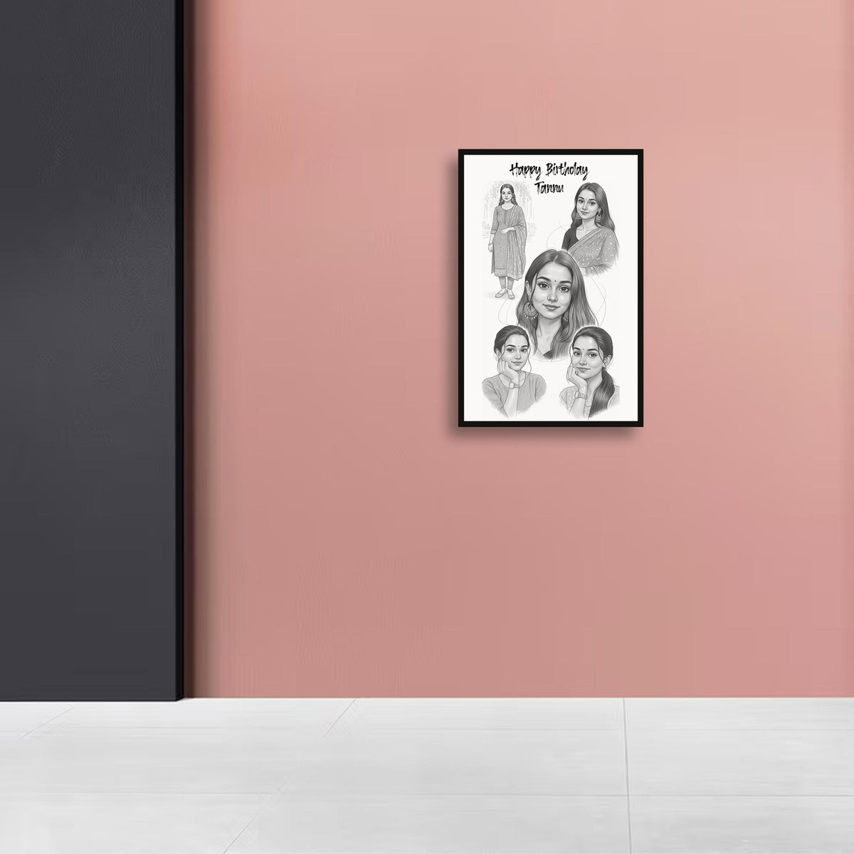 Personalized Sketch Portrait Frame – Birthday Special | Love Craft Gifts