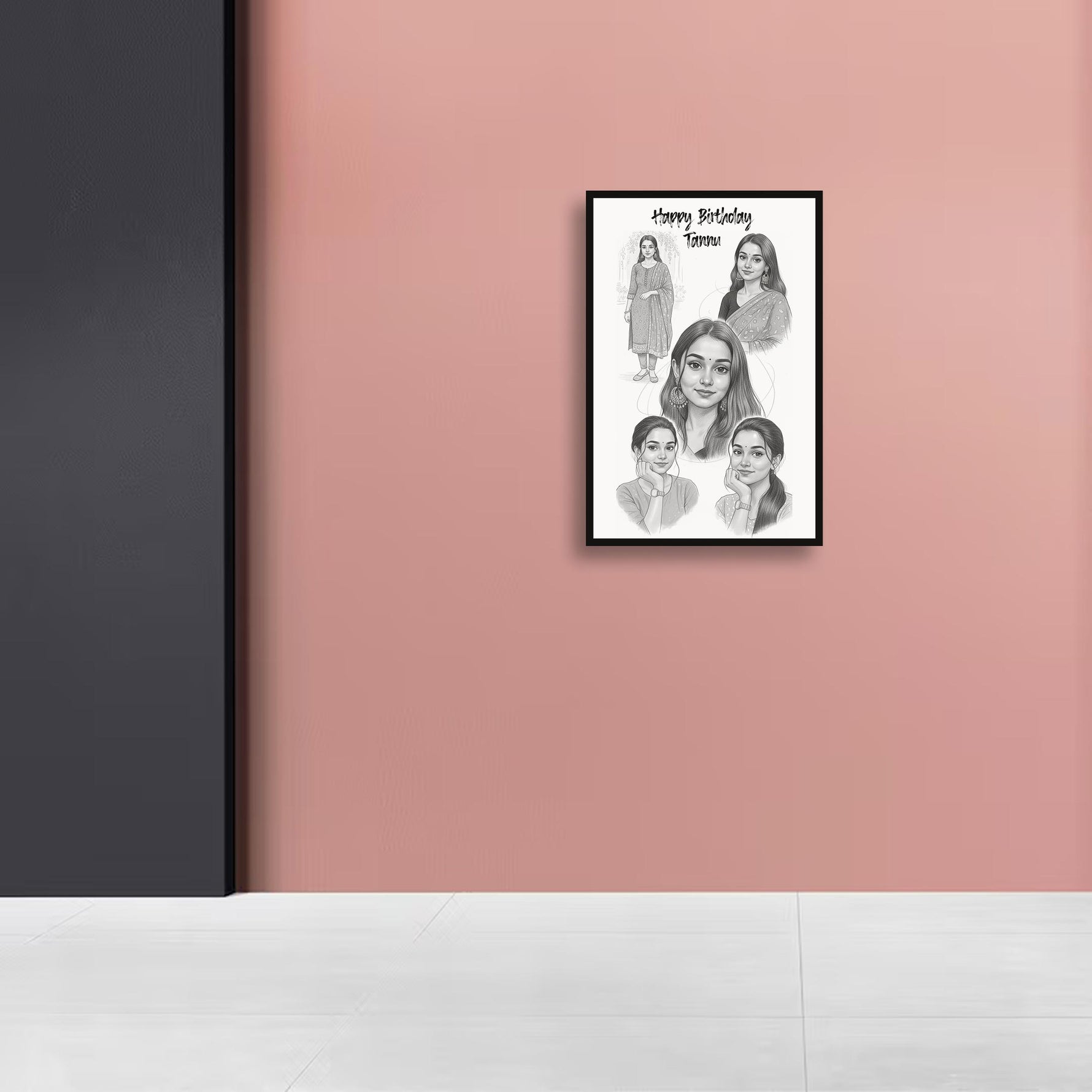 Personalized Sketch Portrait Frame – Birthday Special | Love Craft Gifts