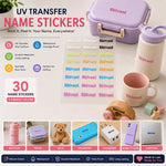 Personalized UV Ink Transfer Name Stickers Pack of 30 | Custom Color Name Labels for Bottles, Tiffins & School Accessories | Love Craft Gifts™