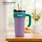 Personalized 40oz Large Handle Tumbler with Straw – Purple & Teal | Love Craft Gifts