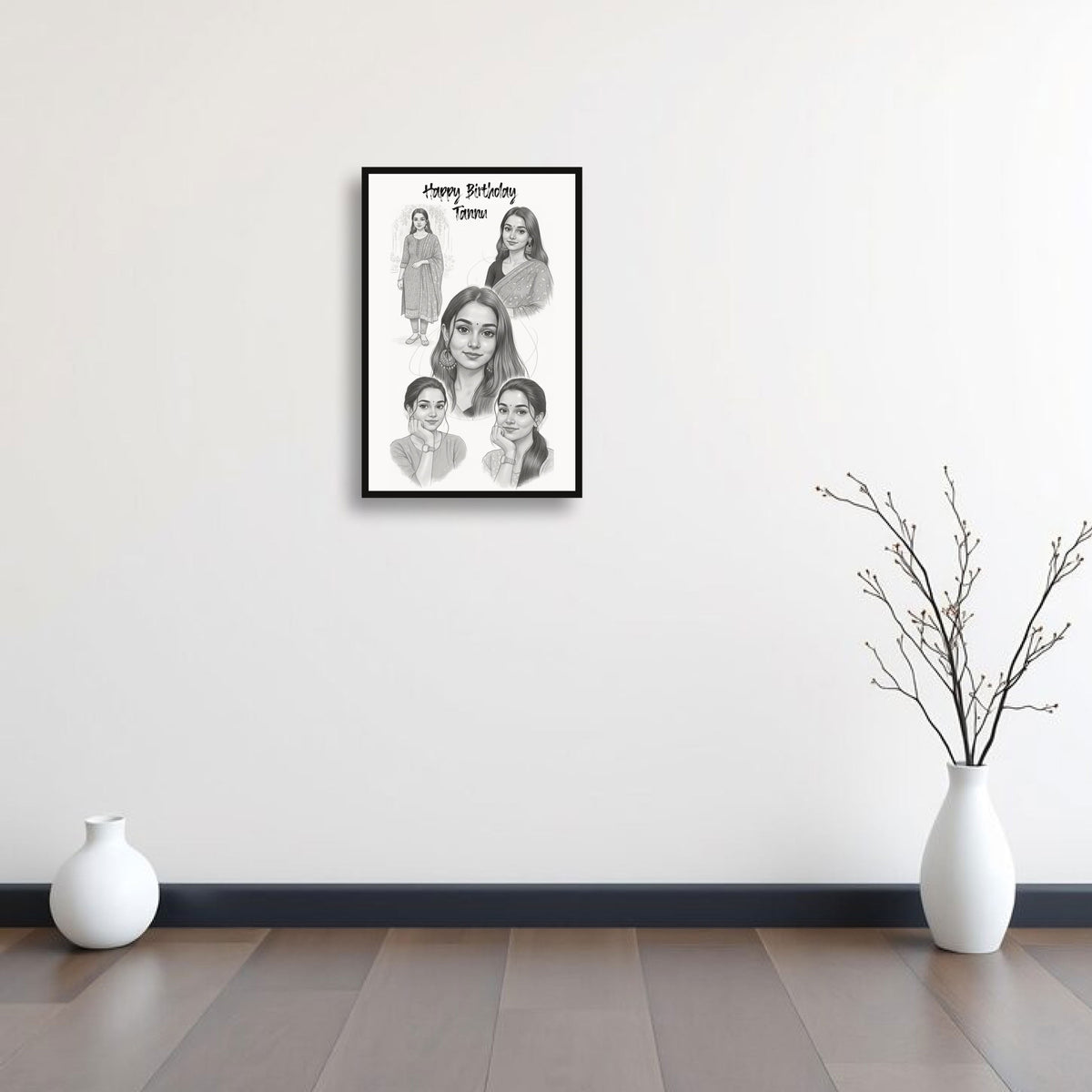 Personalized Sketch Portrait Frame – Birthday Special | Love Craft Gifts