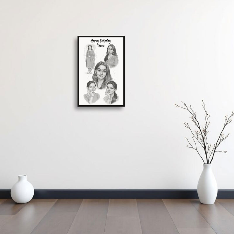 Personalized Sketch Portrait Frame – Birthday Special | Love Craft Gifts
