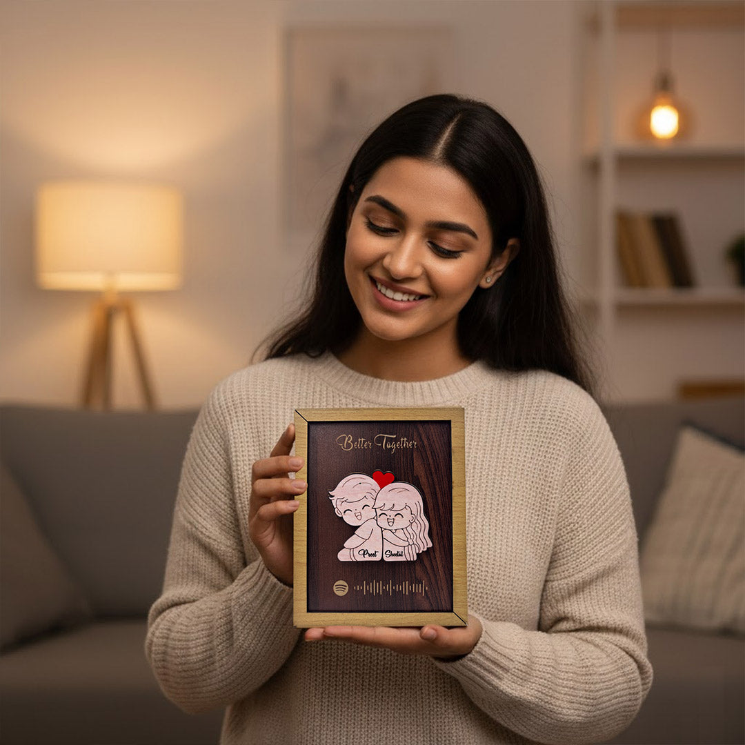 Personalized Spotify Wooden Couple Frame – Custom Photo & Song Code Plaque (6×8 Inch) | Love Craft Gifts