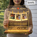 Personalized Spotify Style Acrylic LED Lamp with 3 Photos – Custom Name & Picture Music Plaque Night Light (8x6 Inch) | Love Craft Gifts
