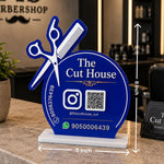 Personalized Barber Shop QR Code Table Stand with Custom Logo & Social Media Details | Business Branding Gift for Salon Owners & Hair Stylists - 8x6" | Love Craft Gifts™