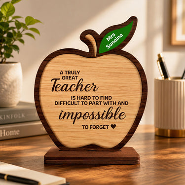 Personalized Teacher Appreciation Wooden Table Top 7x6" | Custom Teacher Thank You Gift Stand for Teachers Day & Farewell | Love Craft Gifts™