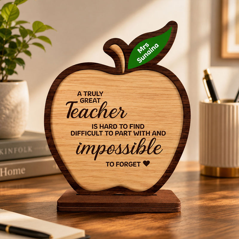 Personalized Teacher Appreciation Wooden Table Top 7x6" | Custom Teacher Thank You Gift Stand for Teachers Day & Farewell | Love Craft Gifts™