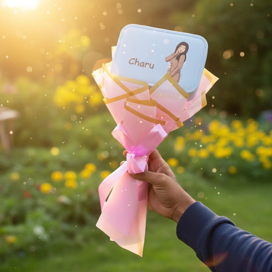 Customized Jewellery Box Bouquet – With Name & Illustrated Photo | Love Craft Gifts