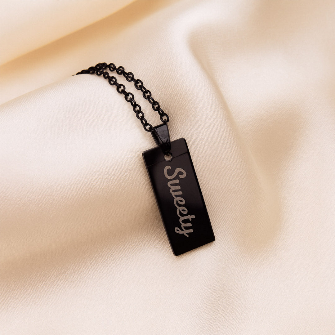 Custom Voice QR Code & Name Engraved Black Pendant Necklace | Love Craft Gifts