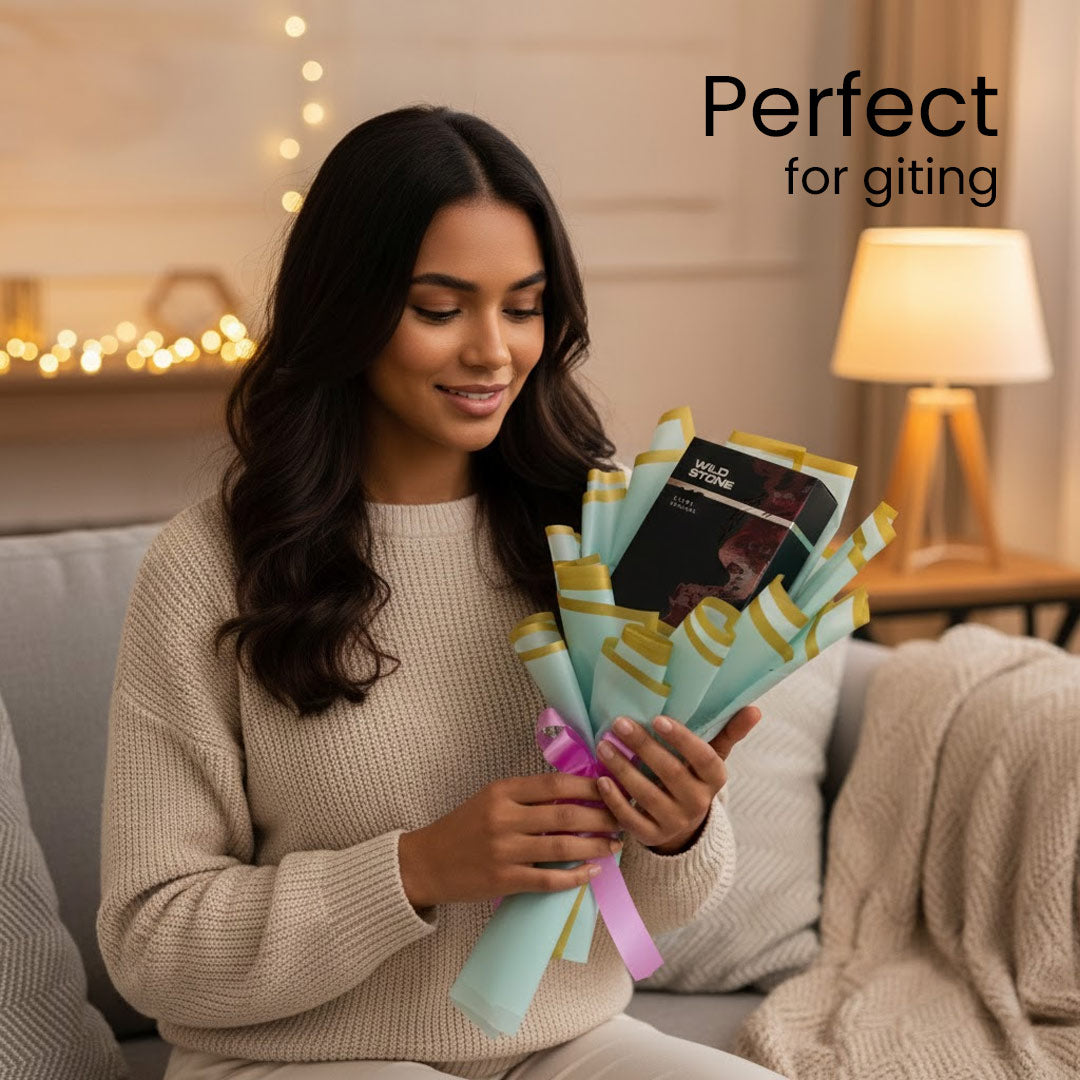 Customized Wild Stone Perfume Bouquet – With Name & Illustrated Photo | Premium Gift Bouquet