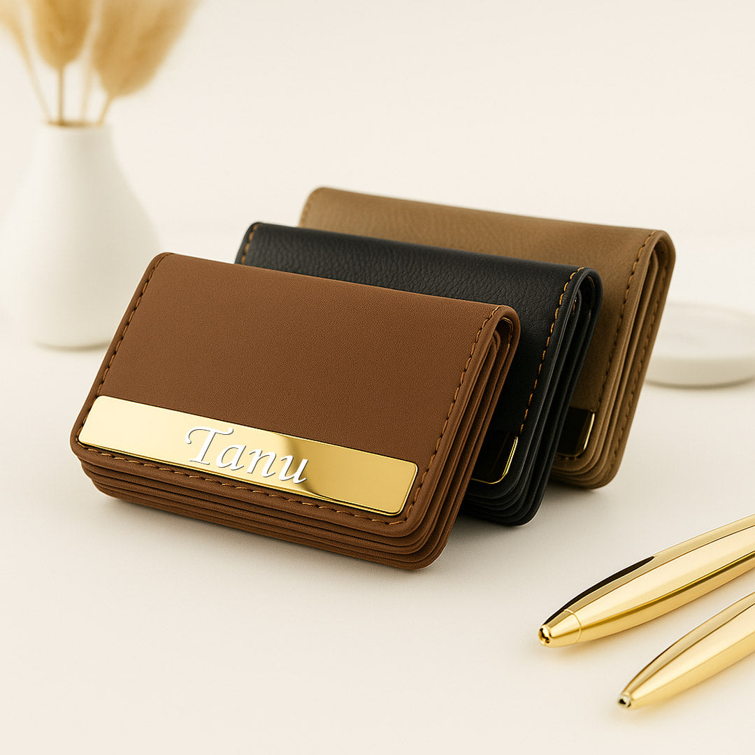 Premium Personalized Leather Business Card Holder | Love Craft Gifts