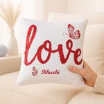 Personalized Love Sequin Cushion with Name | Love Craft Gifts