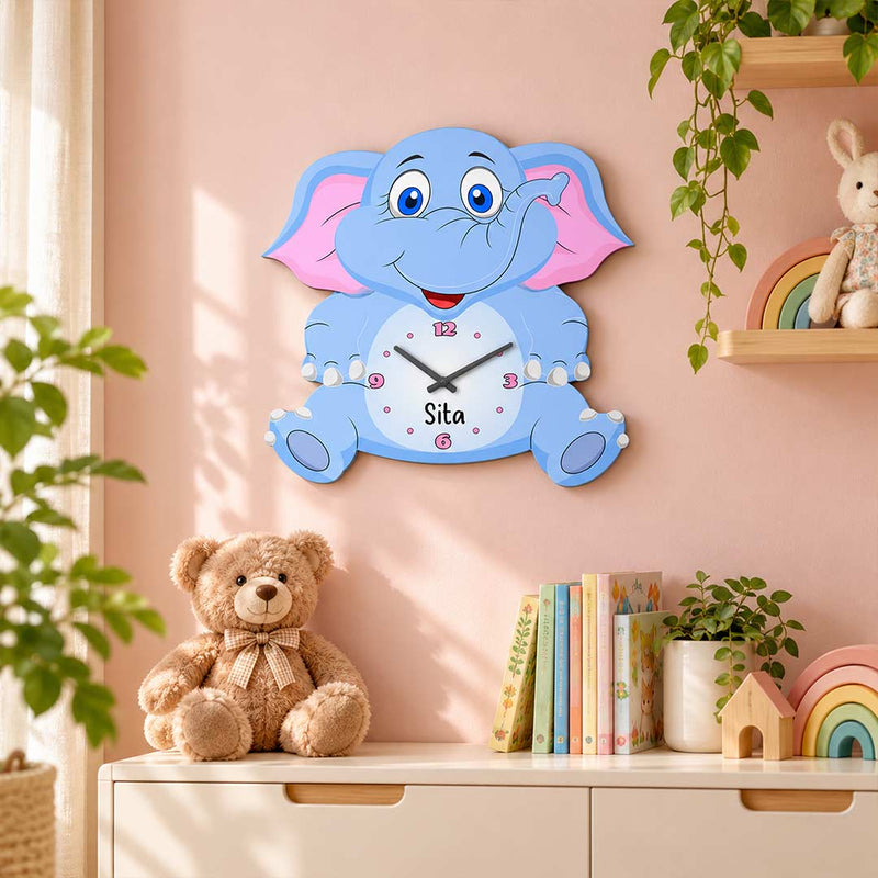 Cute Cartoon Kids Wall Clock 8×10" | Personalized Name Nursery Décor | Love Craft Gifts™