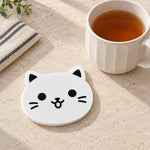 Cute Cat Shaped Coaster Set | 3.5×3.5 Inch White Coasters | Love Craft Gifts™