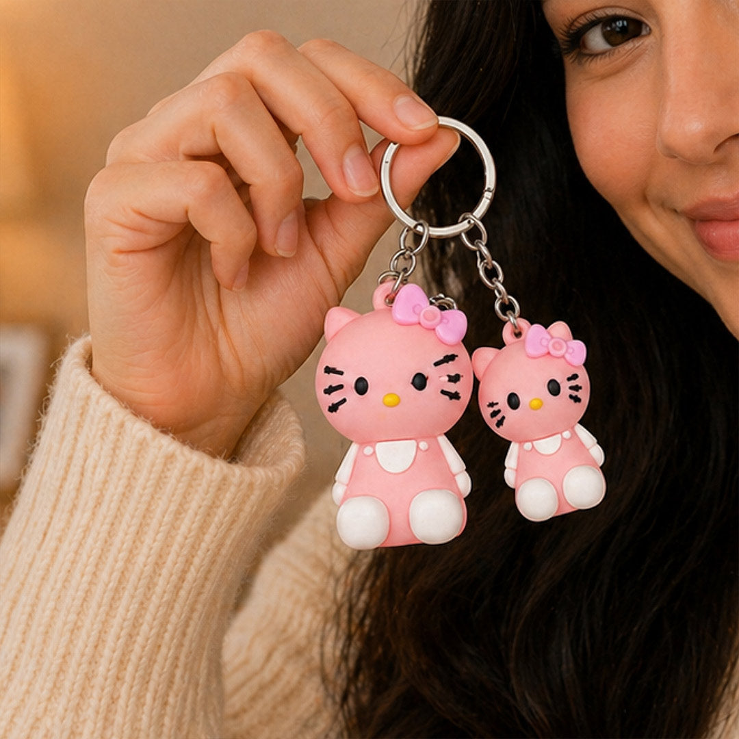 Cute Kitty Couple Keychain Set – Adorable Cartoon Keyring Gift for Girls, Best Friends & Couples (Standard Gift Size) | Love Craft Gifts™
