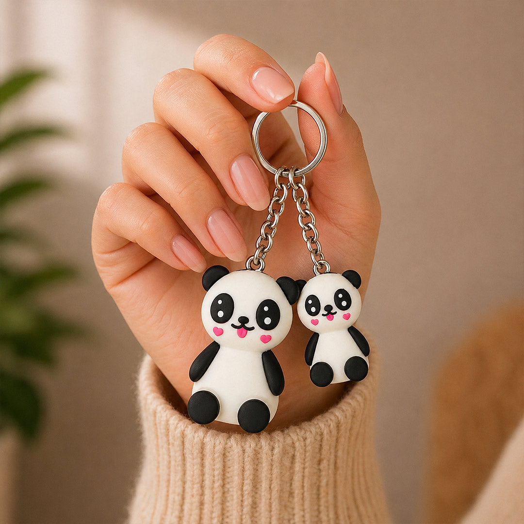 Cute Panda Couple Keychain Set – Adorable Cartoon Panda Keyring Gift for Girls, Kids & Best Friends (Standard Gift Size) | Love Craft Gifts™
