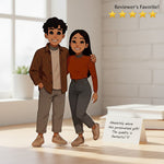 Personalized Couple Illustrated Art Table Stand – 5×9" Custom Character Design | Love Craft Gifts