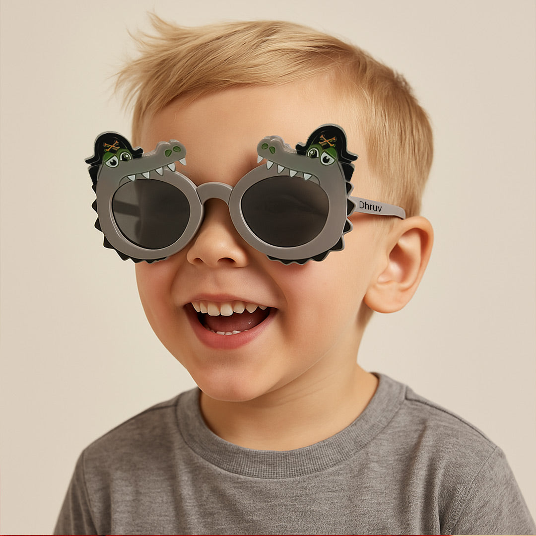 Customized Kids Dinosaur Sunglasses – Personalized Name Cartoon UV Shades | Love Craft Gifts