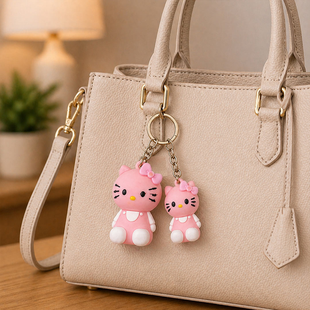 Cute Kitty Couple Keychain Set – Adorable Cartoon Keyring Gift for Girls, Best Friends & Couples (Standard Gift Size) | Love Craft Gifts™