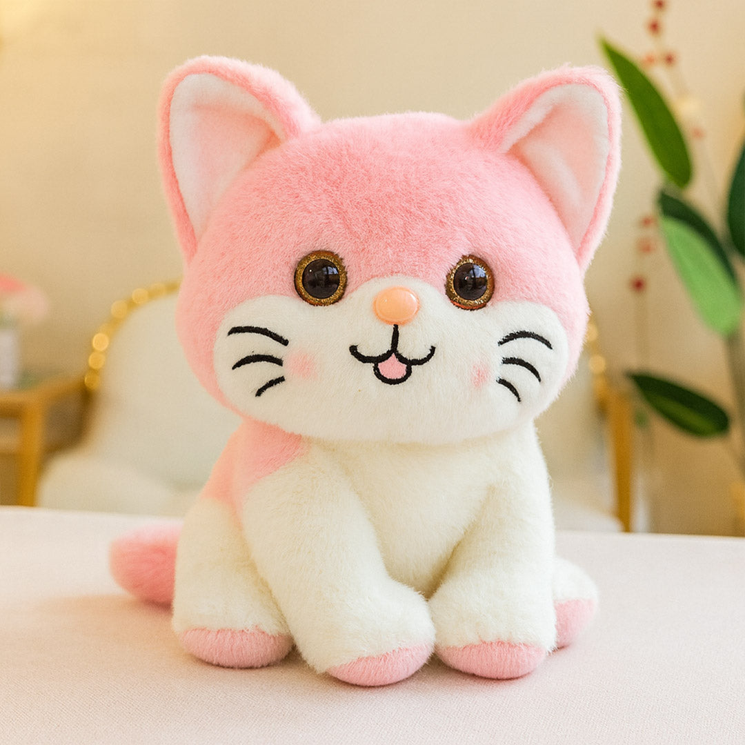 Cute Pink & White Cat Plush Toy | Love Craft Gifts