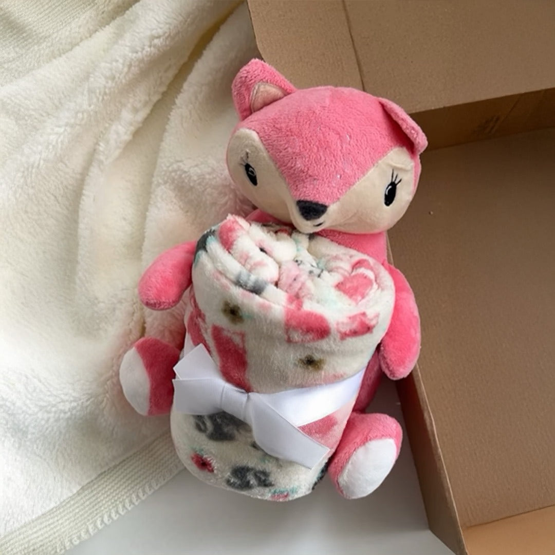 Teddy-Hug Baby Blanket Set | Super Soft Fleece Comforter with Plush Toy | Love Craft Gifts