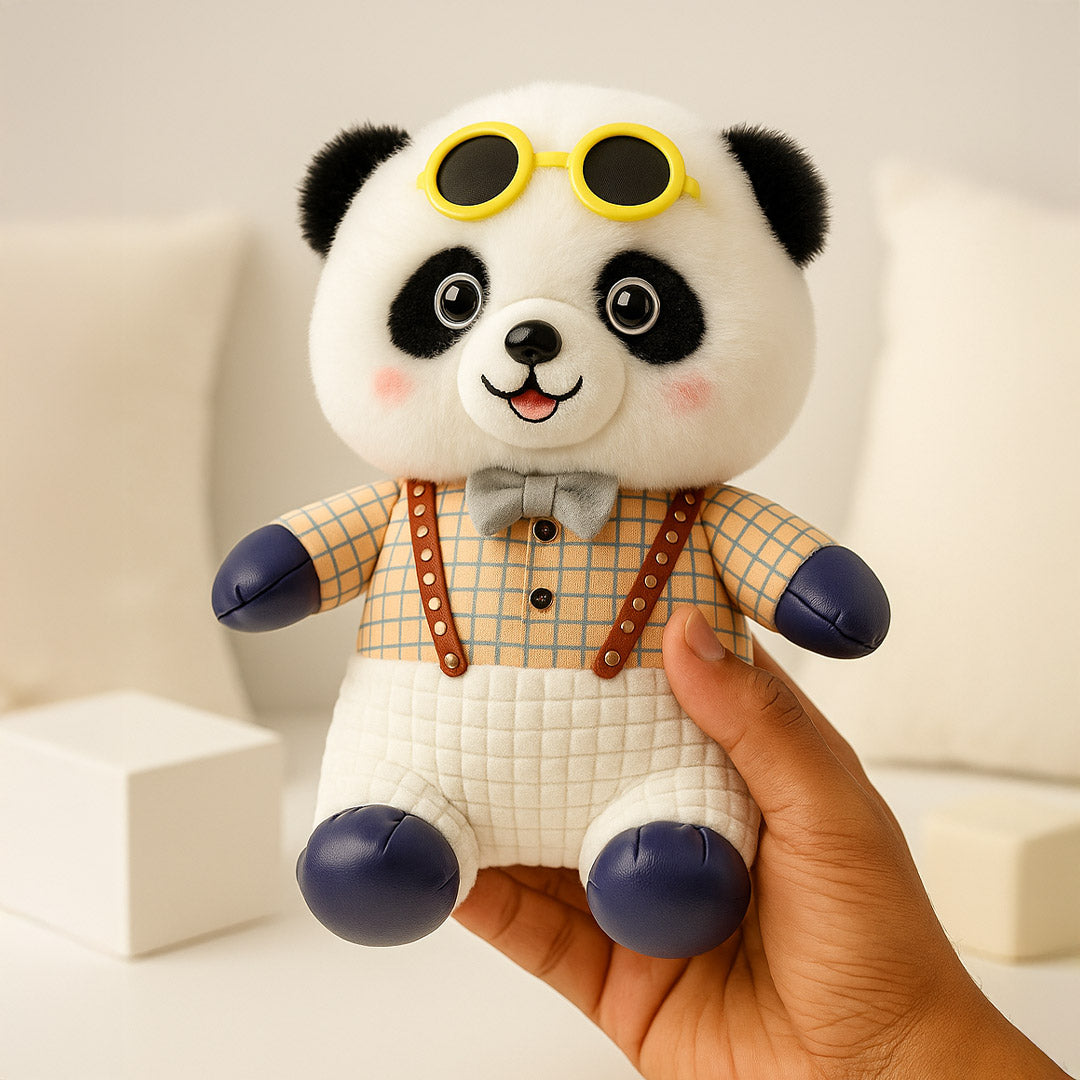 Cute Panda Plush Toy with Goggles – Soft & Dressed Teddy | Love Craft Gifts