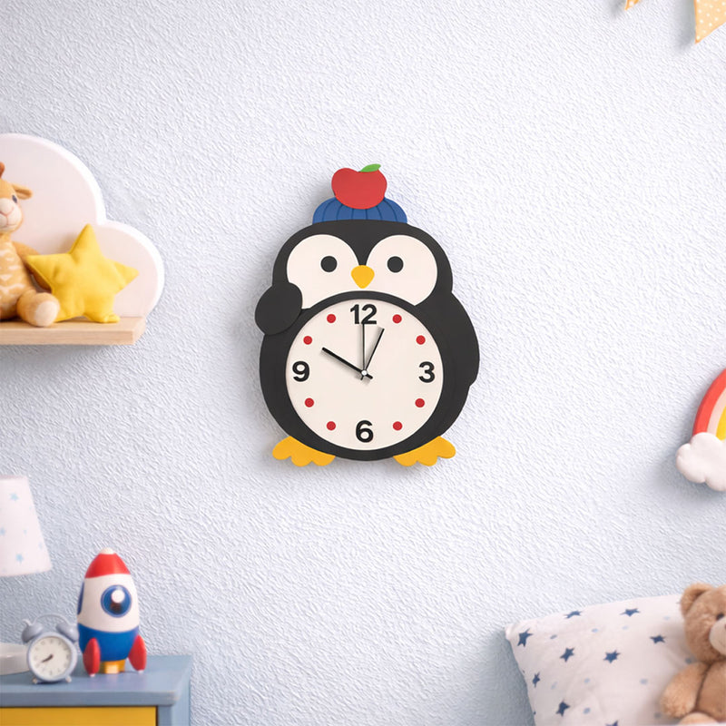 Cute Penguin Kids Wall Clock – Cartoon Animal Decorative Wall Clock for Kids Room (12 x 10 Inch) | Love Craft Gifts